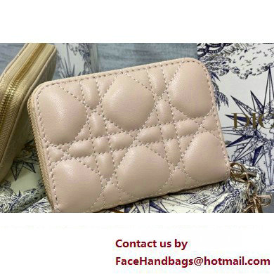 Lady Dior Voyageur Small Coin Purse in Beige Cannage Lambskin 2024