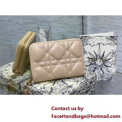 Lady Dior Voyageur Small Coin Purse in Beige Cannage Lambskin 2024