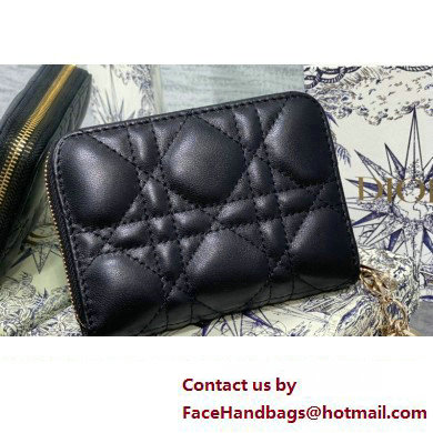 Lady Dior Voyageur Small Coin Purse in Black Cannage Lambskin 2024