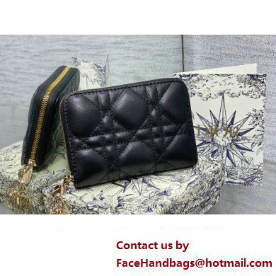 Lady Dior Voyageur Small Coin Purse in Black Cannage Lambskin 2024