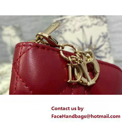 Lady Dior Voyageur Small Coin Purse in Red Cannage Lambskin 2024