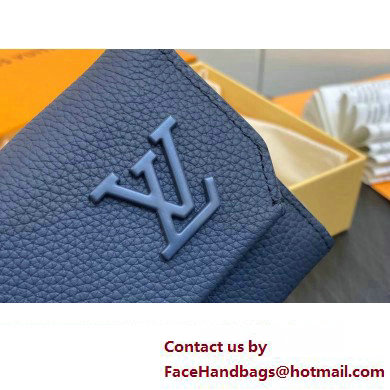 Louis Vuitton Cowhide leather Aerogram Slender Pilot Wallet Dark Blue 2024