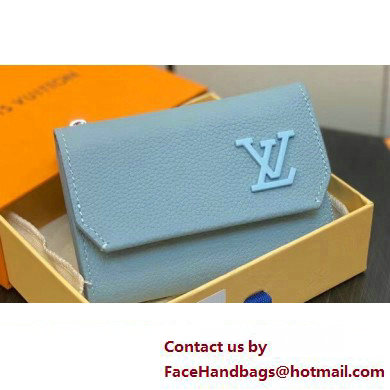 Louis Vuitton Cowhide leather Aerogram Slender Pilot Wallet Sky Blue 2024 - Click Image to Close