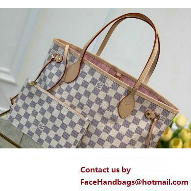 Louis Vuitton Damier Azur Canvas Neverfull PM Bag N41362 Pink 2023