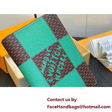 Louis Vuitton Damier Pop Canvas Pocket Organizer Wallet N40613 Green 2024