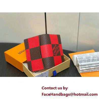 Louis Vuitton Damier Pop Canvas Pocket Organizer Wallet N40614 Red 2024