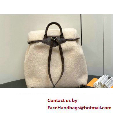 Louis Vuitton LV Ski Shearling Backpack Bag M23384 Cream/Brown 2023 - Click Image to Close