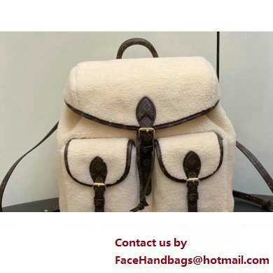 Louis Vuitton LV Ski Shearling Backpack Bag M23384 Cream/Brown 2023