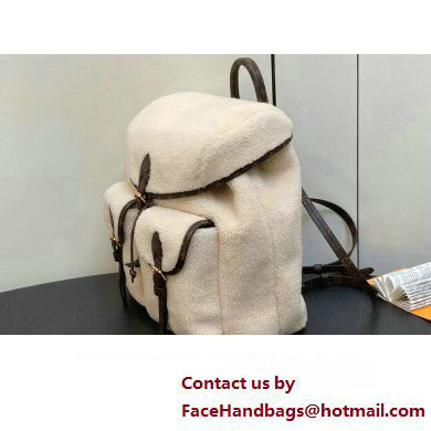 Louis Vuitton LV Ski Shearling Backpack Bag M23384 Cream/Brown 2023