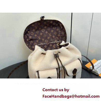 Louis Vuitton LV Ski Shearling Backpack Bag M23384 Cream/Brown 2023