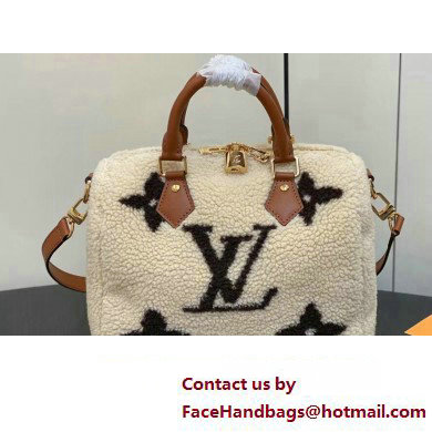 Louis Vuitton LV Ski Shearling Speedy Bandouliere 25 Bag M23468 Cream/Brown 2024 - Click Image to Close