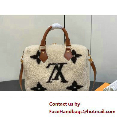 Louis Vuitton LV Ski Shearling Speedy Bandouliere 25 Bag M23468 Cream/Brown 2024