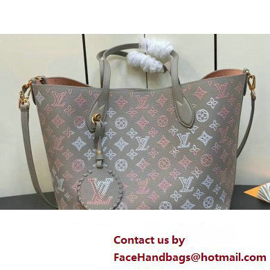 Louis Vuitton Mahina perforated calfskin leather Blossom MM Bag M23387 Flight Mode Gray 2023 - Click Image to Close