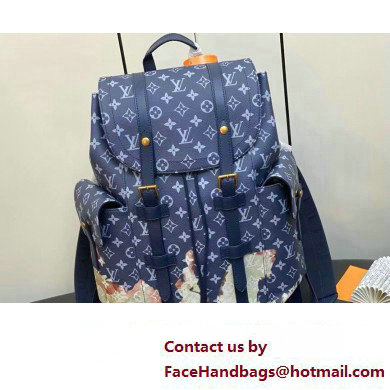 Louis Vuitton Monogram Canvas Christopher MM Backpack Bag M41379 Blue 2023