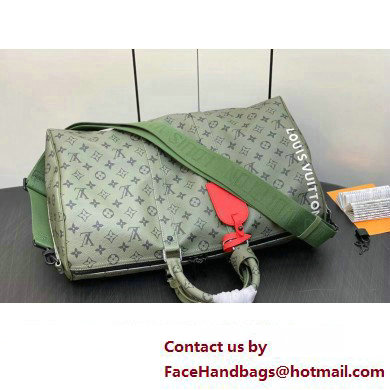 Louis Vuitton Monogram Canvas Keepall Bandouliere 45 Bag M23962 Khaki Green/Vermillion Red 2023