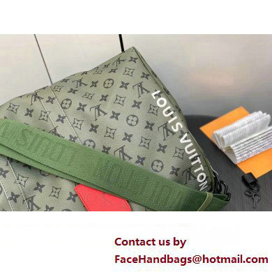 Louis Vuitton Monogram Canvas Keepall Bandouliere 45 Bag M23962 Khaki Green/Vermillion Red 2023