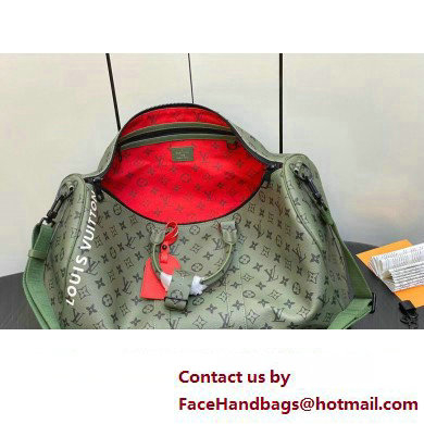 Louis Vuitton Monogram Canvas Keepall Bandouliere 45 Bag M23962 Khaki Green/Vermillion Red 2023