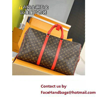 Louis Vuitton Monogram Canvas Keepall Bandouliere 50 Bag M46769 Red 2024