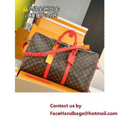 Louis Vuitton Monogram Canvas Keepall Bandouliere 50 Bag M46769 Red 2024