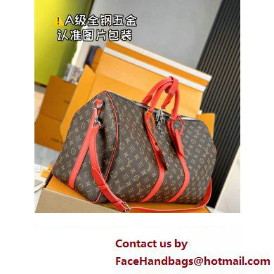 Louis Vuitton Monogram Canvas Keepall Bandouliere 50 Bag M46769 Red 2024