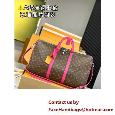 Louis Vuitton Monogram Canvas Keepall Bandouliere 50 Bag M46773 Fuchsia 2024