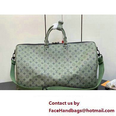 Louis Vuitton Monogram Canvas Keepall Bandouliere 55 Bag M23963 Khaki Green/Vermillion Red 2023