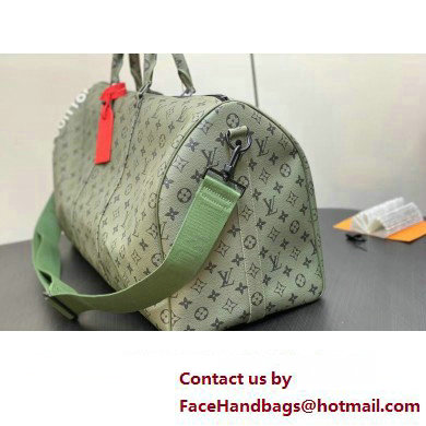 Louis Vuitton Monogram Canvas Keepall Bandouliere 55 Bag M23963 Khaki Green/Vermillion Red 2023