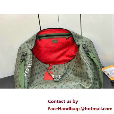 Louis Vuitton Monogram Canvas Keepall Bandouliere 55 Bag M23963 Khaki Green/Vermillion Red 2023