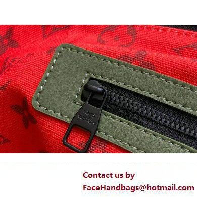 Louis Vuitton Monogram Canvas Keepall Bandouliere 55 Bag M23963 Khaki Green/Vermillion Red 2023