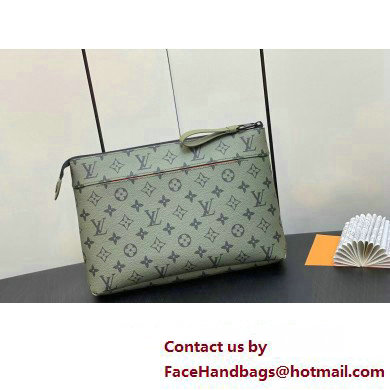 Louis Vuitton Monogram Canvas Pochette Voyage Souple Bag M82800 Khaki Green/Vermillion Red 2023