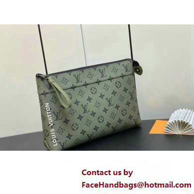 Louis Vuitton Monogram Canvas Pochette Voyage Souple Bag M82800 Khaki Green/Vermillion Red 2023