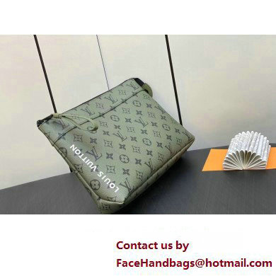 Louis Vuitton Monogram Canvas Pochette Voyage Souple Bag M82800 Khaki Green/Vermillion Red 2023