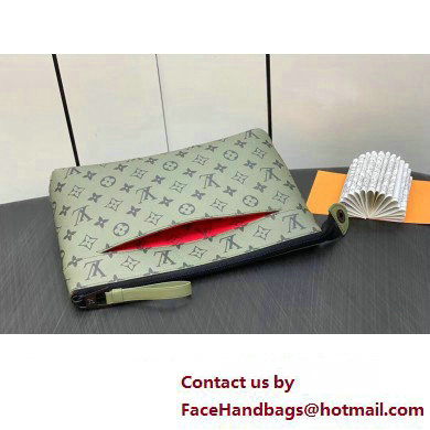 Louis Vuitton Monogram Canvas Pochette Voyage Souple Bag M82800 Khaki Green/Vermillion Red 2023