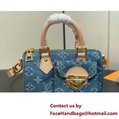 Louis Vuitton Monogram Denim Nano Speedy Bag M82950 Blue DIGITAL EXCLUSIVE 2024