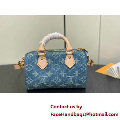 Louis Vuitton Monogram Denim Nano Speedy Bag M82950 Blue DIGITAL EXCLUSIVE 2024