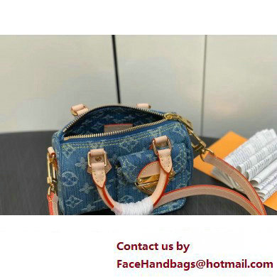 Louis Vuitton Monogram Denim Nano Speedy Bag M82950 Blue DIGITAL EXCLUSIVE 2024