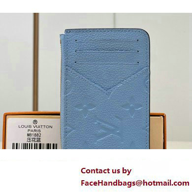 Louis Vuitton Monogram Empreinte Leather Romy Card Holder M82045 Bleu Nuage Blue