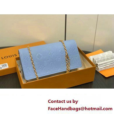 Louis Vuitton Monogram Empreinte Leather Wallet On Chain Lily Bag M83233 Blue Hour 2024