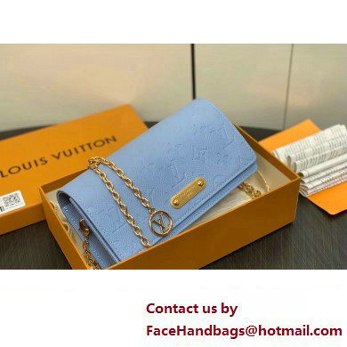 Louis Vuitton Monogram Empreinte Leather Wallet On Chain Lily Bag M83233 Blue Hour 2024