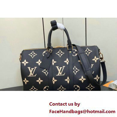 Louis Vuitton Monogram Empreinte leather Keepall Bandouliere 45 Bag M46670 Black 2023 - Click Image to Close