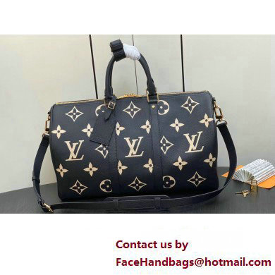 Louis Vuitton Monogram Empreinte leather Keepall Bandouliere 45 Bag M46670 Black 2023