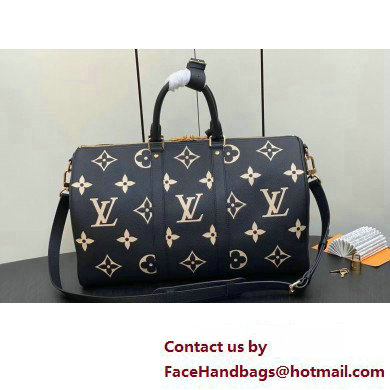 Louis Vuitton Monogram Empreinte leather Keepall Bandouliere 45 Bag M46670 Black 2023