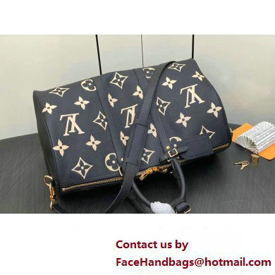 Louis Vuitton Monogram Empreinte leather Keepall Bandouliere 45 Bag M46670 Black 2023