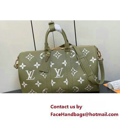 Louis Vuitton Monogram Empreinte leather Keepall Bandouliere 45 Bag M46671 Kaki 2023