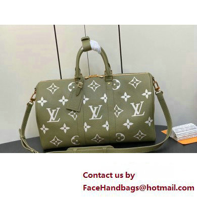 Louis Vuitton Monogram Empreinte leather Keepall Bandouliere 45 Bag M46671 Kaki 2023