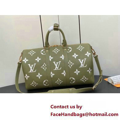 Louis Vuitton Monogram Empreinte leather Keepall Bandouliere 45 Bag M46671 Kaki 2023