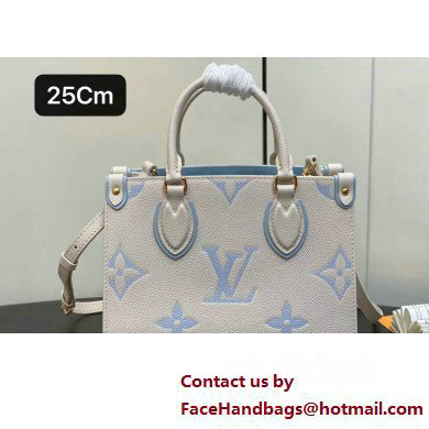 Louis Vuitton Monogram Empreinte leather OnTheGo PM Bag M45653 creamy/Blue 2024 - Click Image to Close