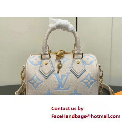 Louis Vuitton Monogram Empreinte leather Speedy Bandouliere 20 Bag M46397 creamy/Blue 2024