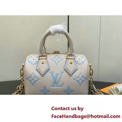 Louis Vuitton Monogram Empreinte leather Speedy Bandouliere 20 Bag M46397 creamy/Blue 2024