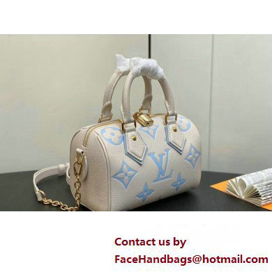 Louis Vuitton Monogram Empreinte leather Speedy Bandouliere 20 Bag M46397 creamy/Blue 2024